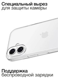 Чехол накладка для iPhone 16 Gurdini Ultra Twin 1 mm с защитой камеры (прозрачный)